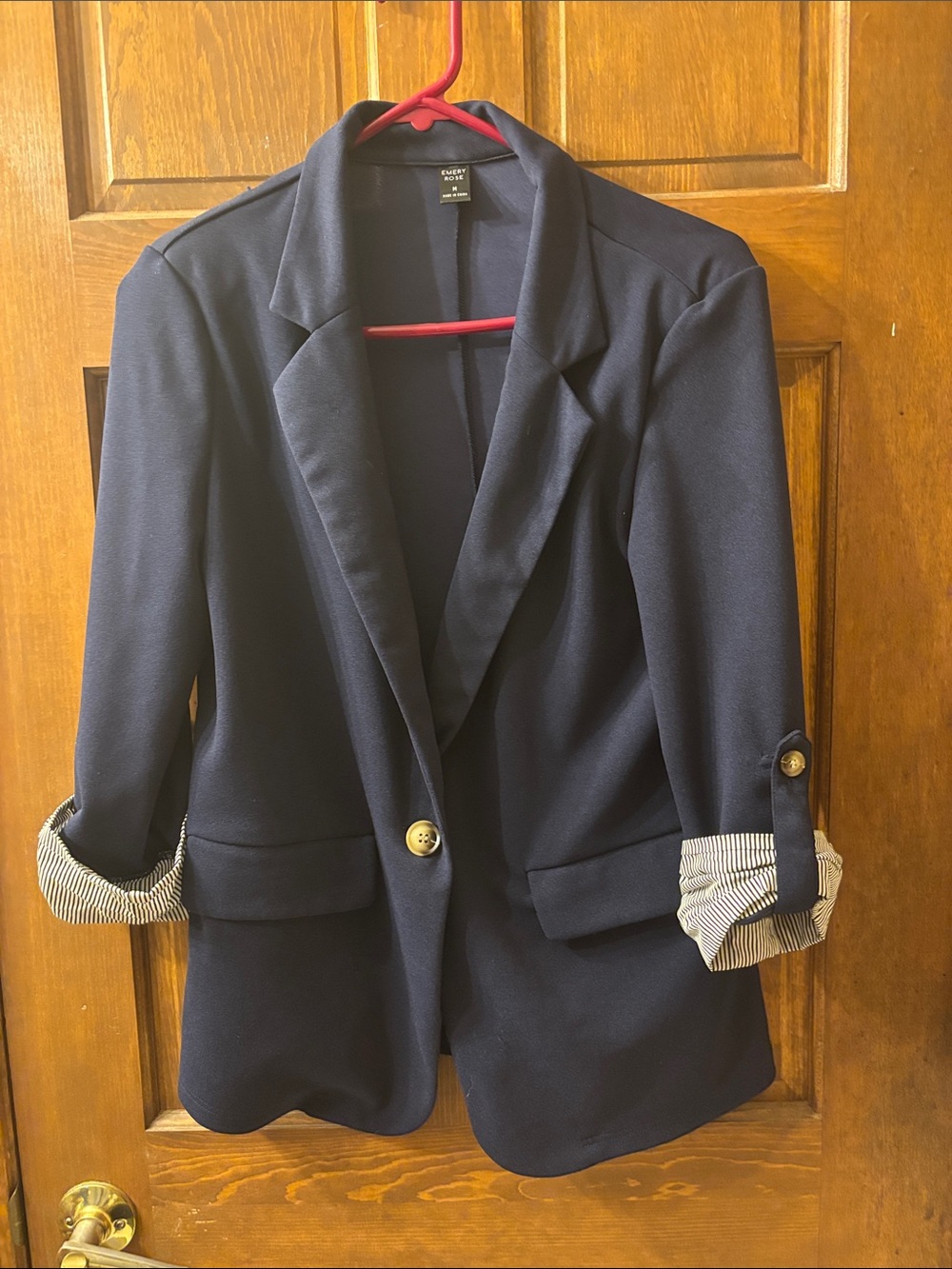 Apt. 9 Navy Roll-Sleeve Blazer with Gold Button